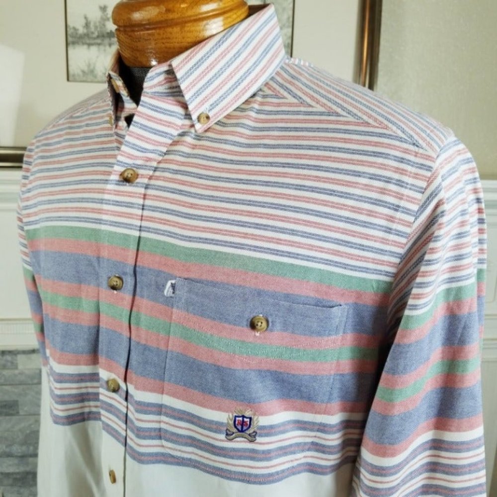 Panhandle Rough Stock Vintage Striped Cowboy Shirt